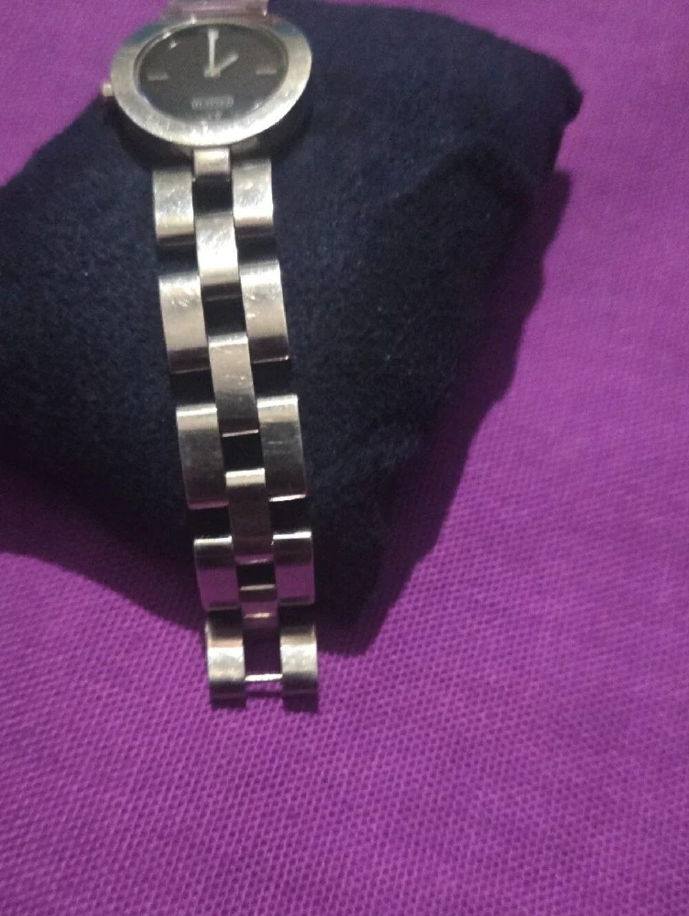 Coach Silver-Tone Bracelet Watch with Black Dial